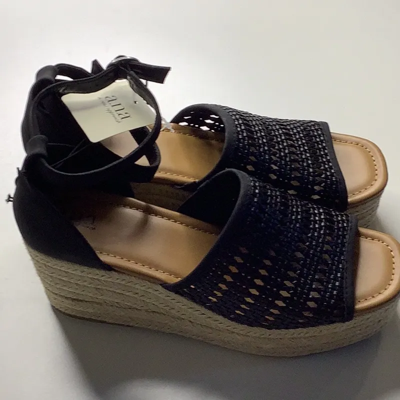 a.n.a Size 10 Women’s Black Lisa Wedge Sandals, New With Tags. - Image 7