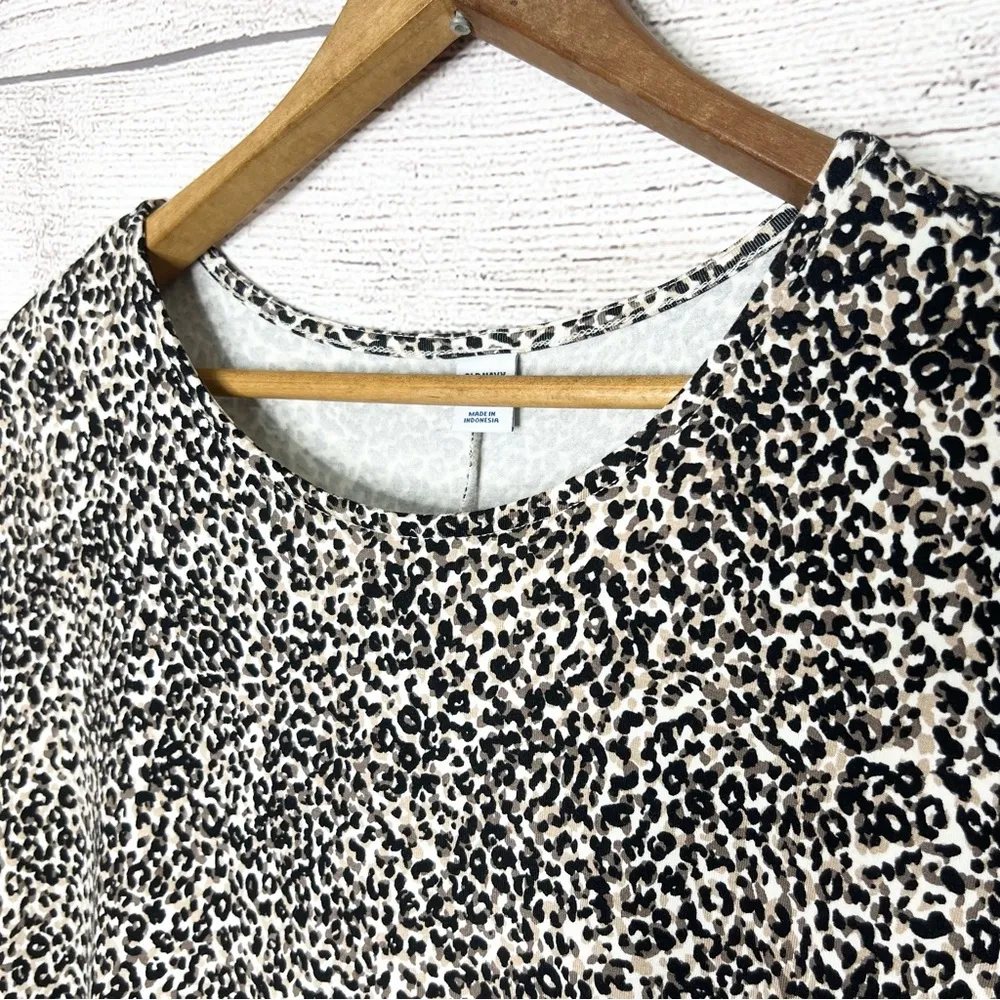 NWT Old Navy Leopard Print Jersey Knit Long Sleeve Swing Dress Size Large - Image 2