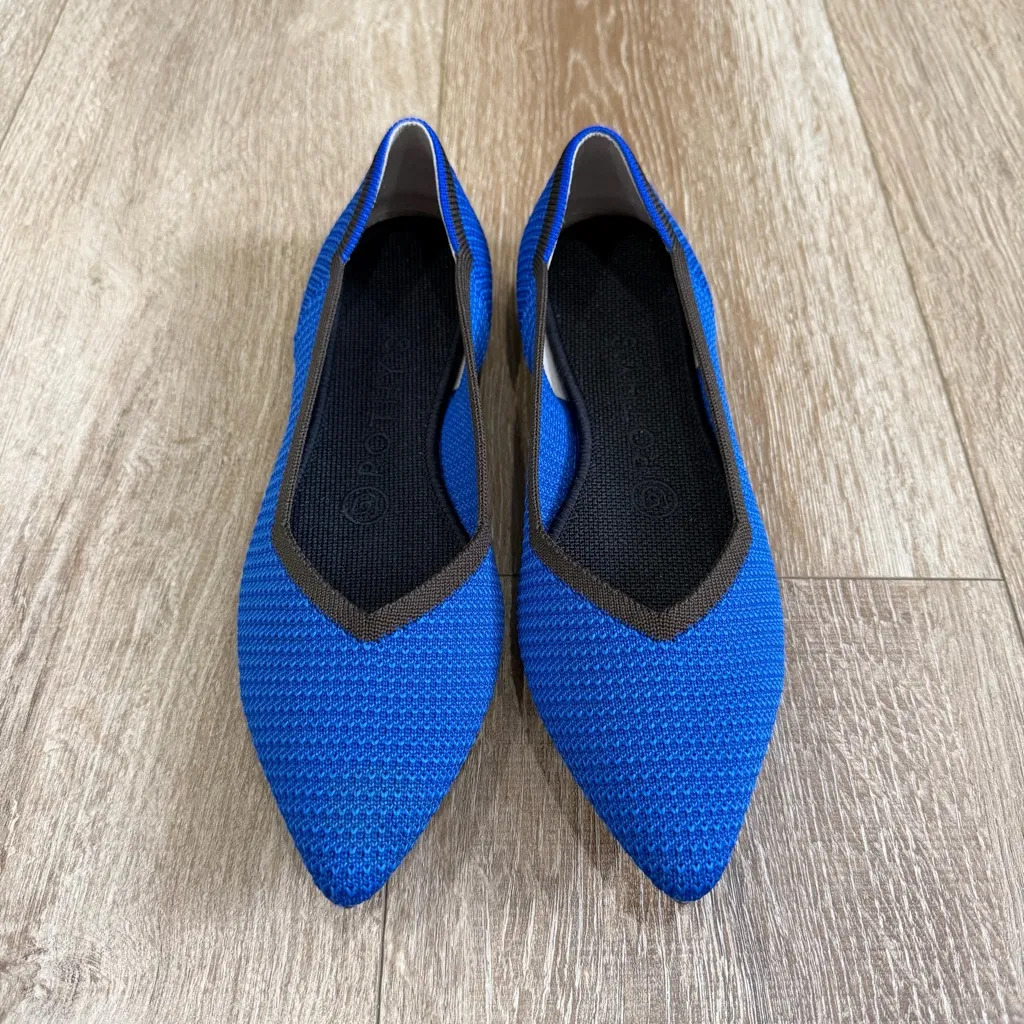 Rothy’s The Point Lazuli Blue Black Flats Slip On Shoes Women’s Size 7.5 - Image 2