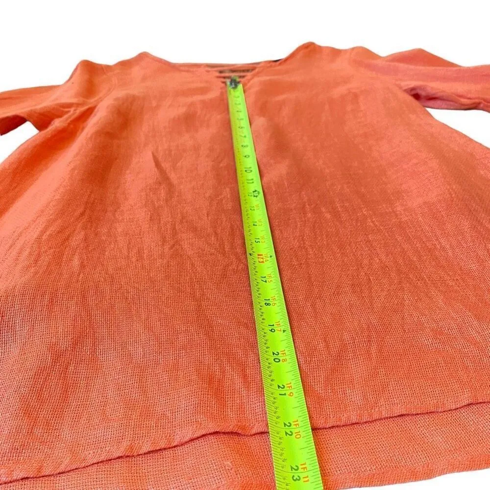 Ali Miles 100% Linen Tunic Top Orange Size M - Image 10