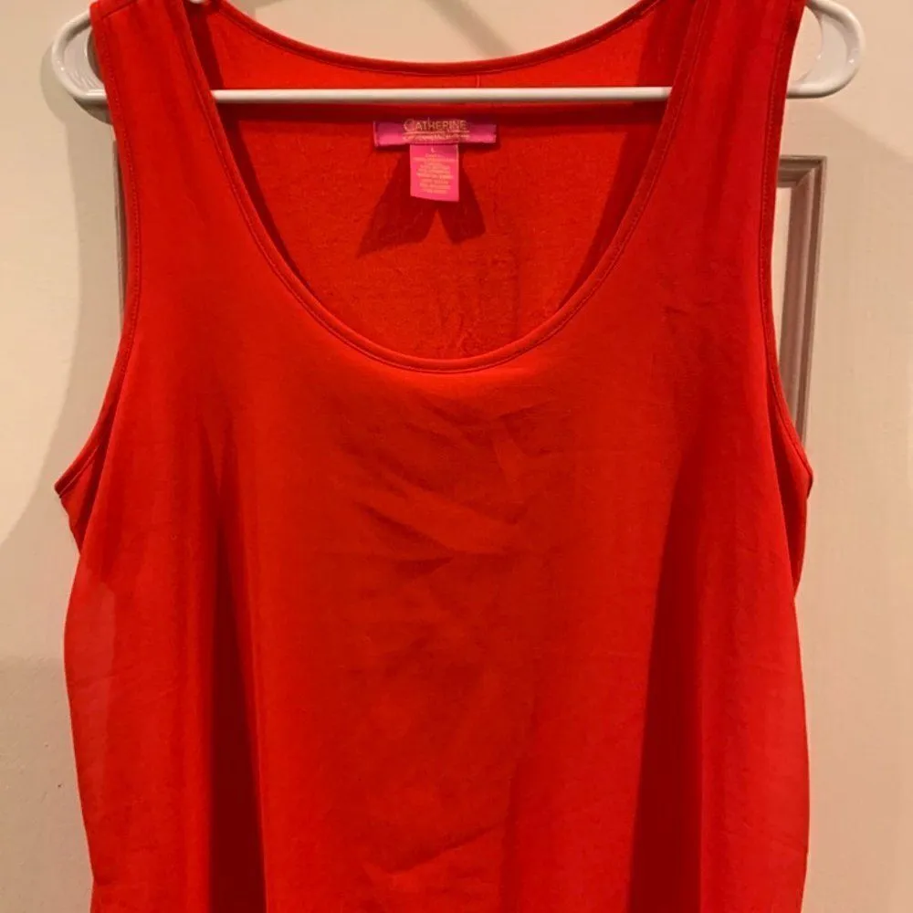 Catherine Malandrino Coral Color Sheer Overlay Dress - Image 2