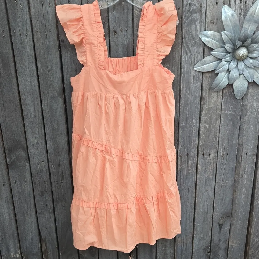 En Saison Peach Ruffle Midi Dress Orange Size L - Image 4