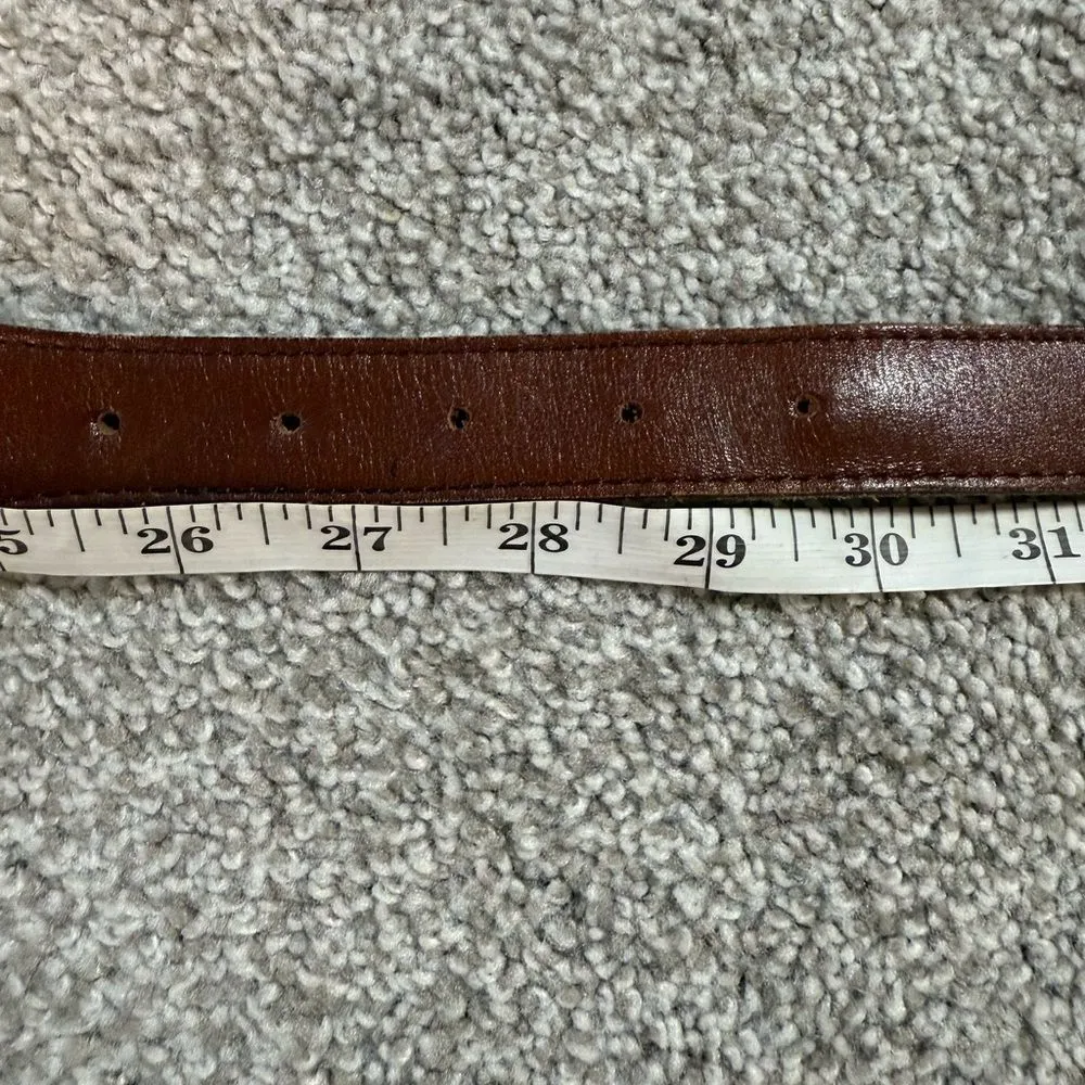 Fossil Patchwork Plaid Leather Belt Brown Brass Buckle Women’s S VGUC - Image 7