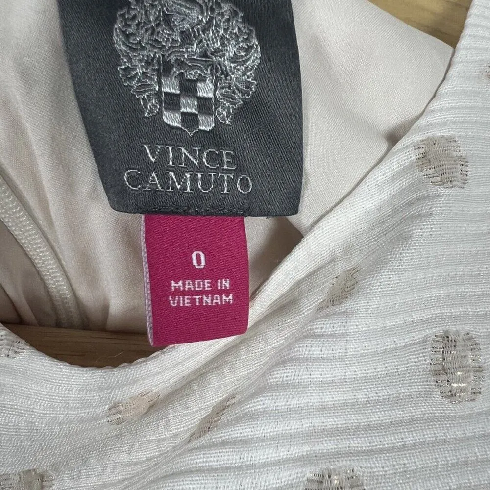 Vince Camuto Shift Dress Womens 0 White Floral Embroidered Old Money Modest - Image 5