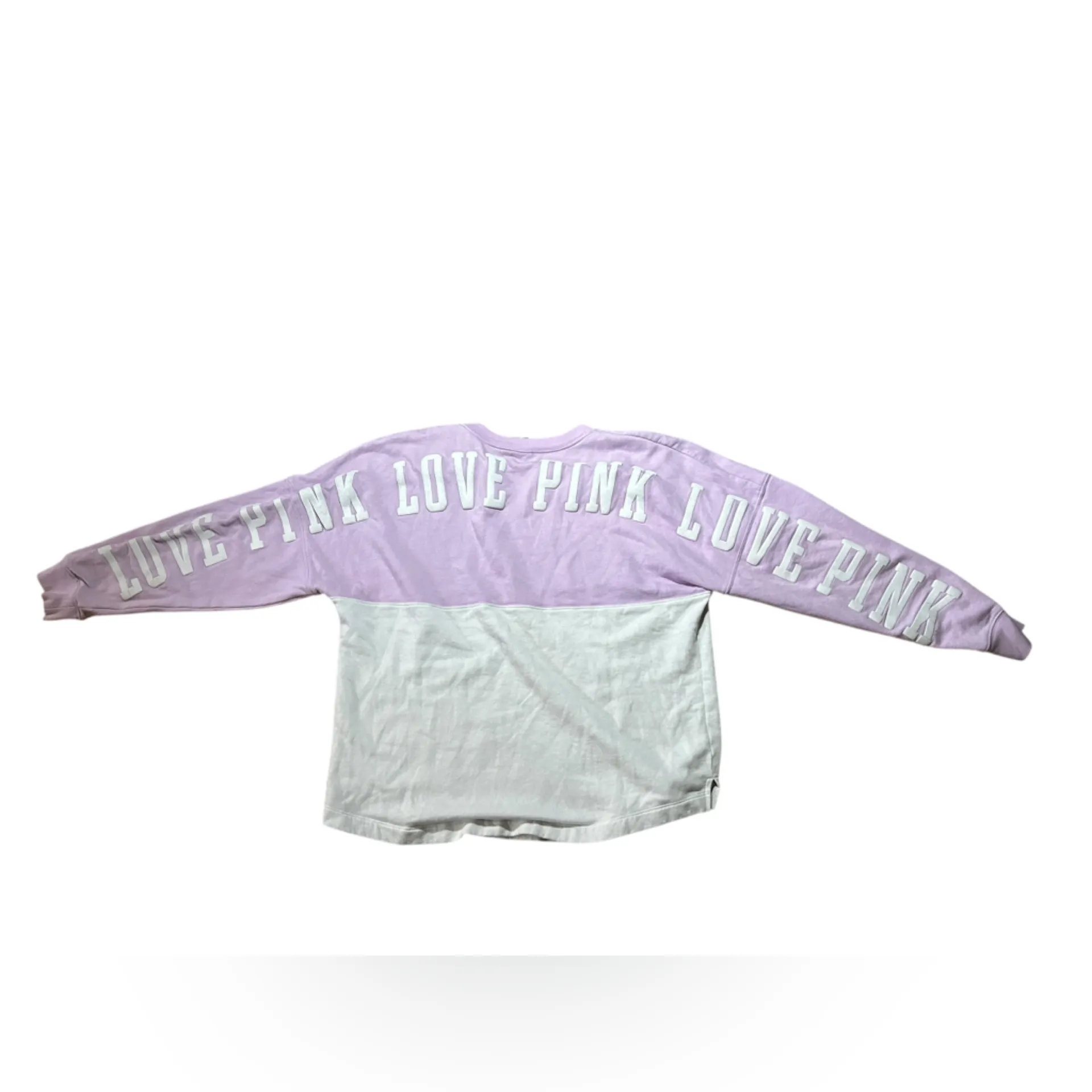 PINK Victoria's Secret Lilac and White V-neck Cotton Sweatshirt - Image 7