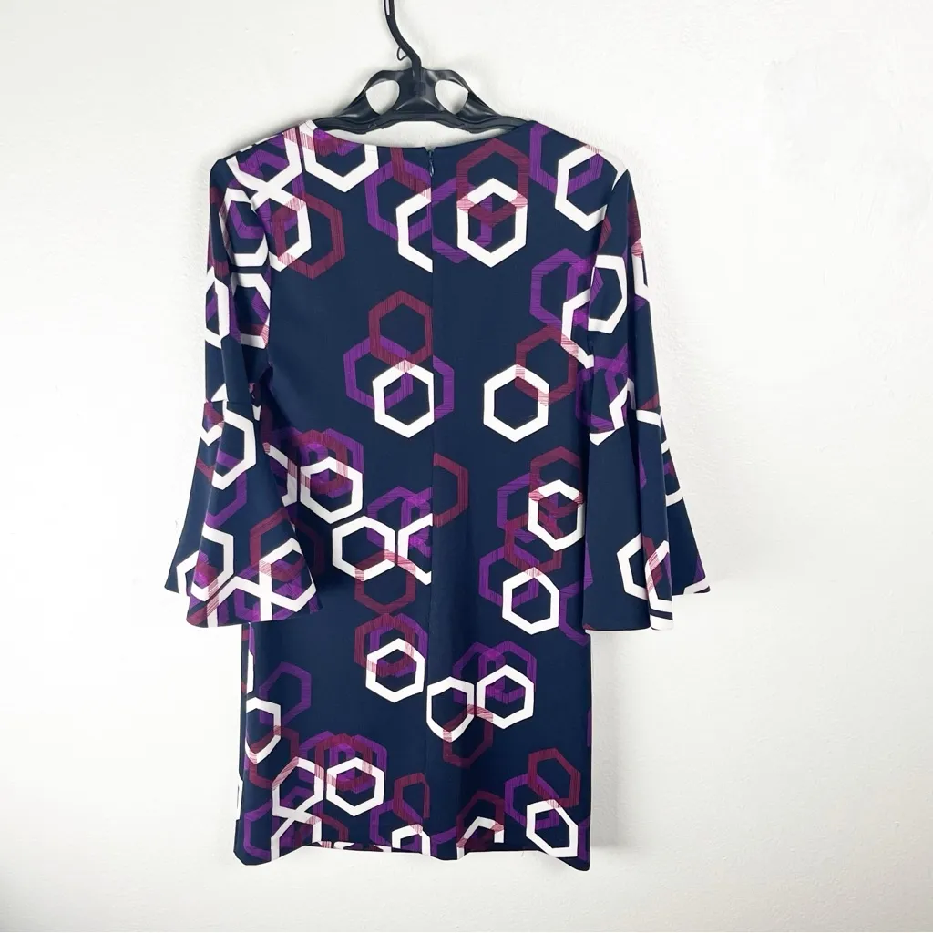 trina TRINA TURK Pali Bell Sleeves Hidden Back Zipper Hexagon Dress, Size Medium - Image 2