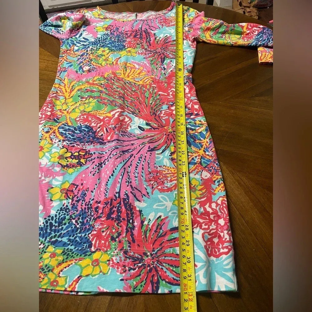Lilly Pulitzer Marlowe Dress Size XXS Pima Cotton 3/4 Sleeves Tropical Colorful - Image 8