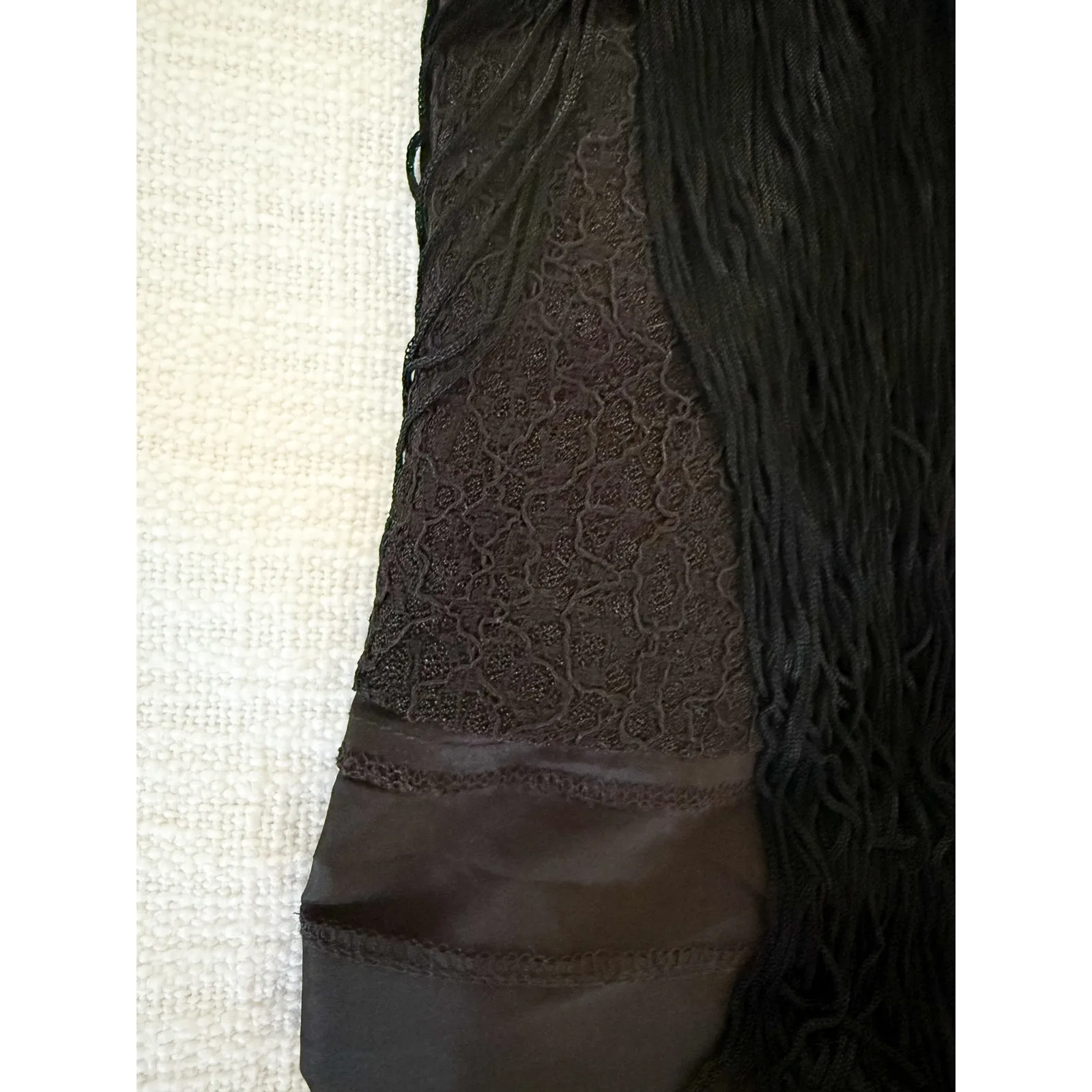 Aidan by Aidan Mattox | One Shoulder Flapper Style Black Dress with Fringe | 4 - Image 4