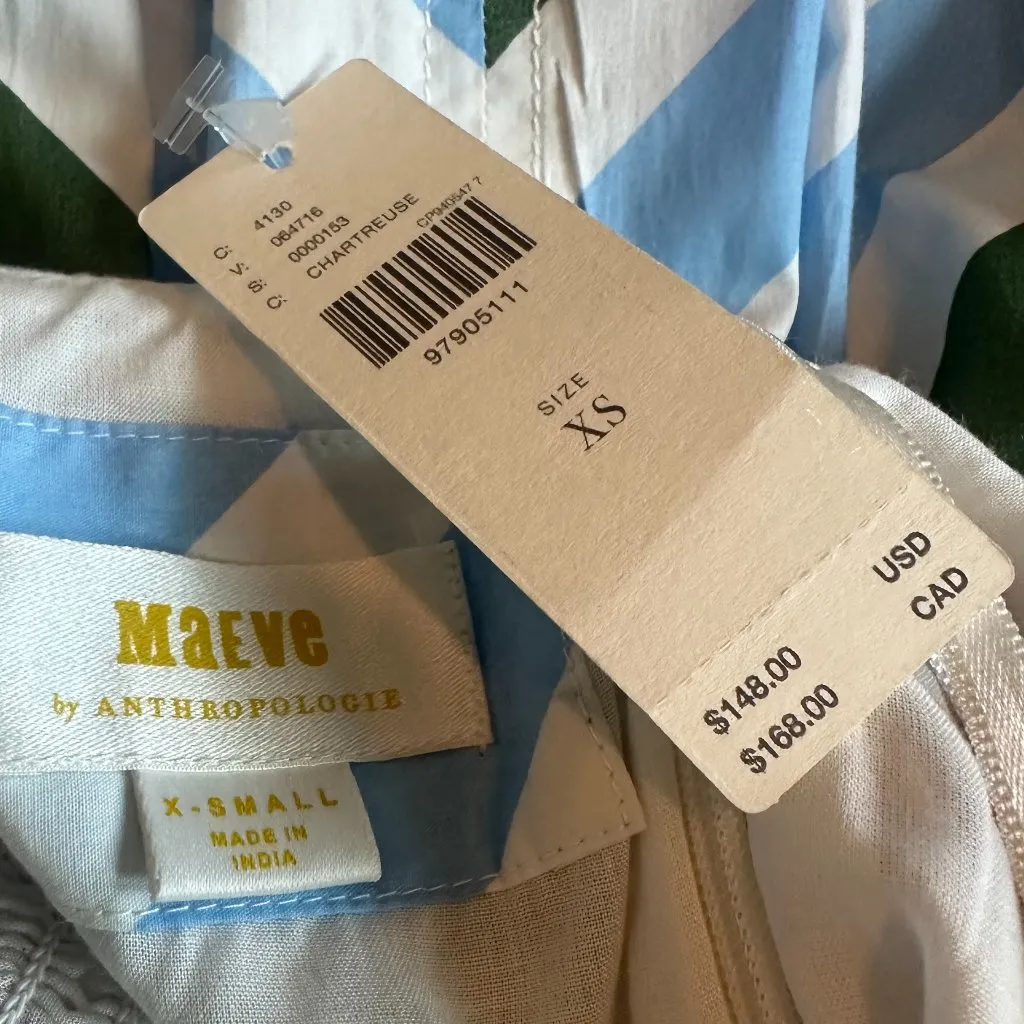 Maeve Anthropologie Halter Midi Sundress Stripe Print A-Line Size XS Women's NWT - Image 13