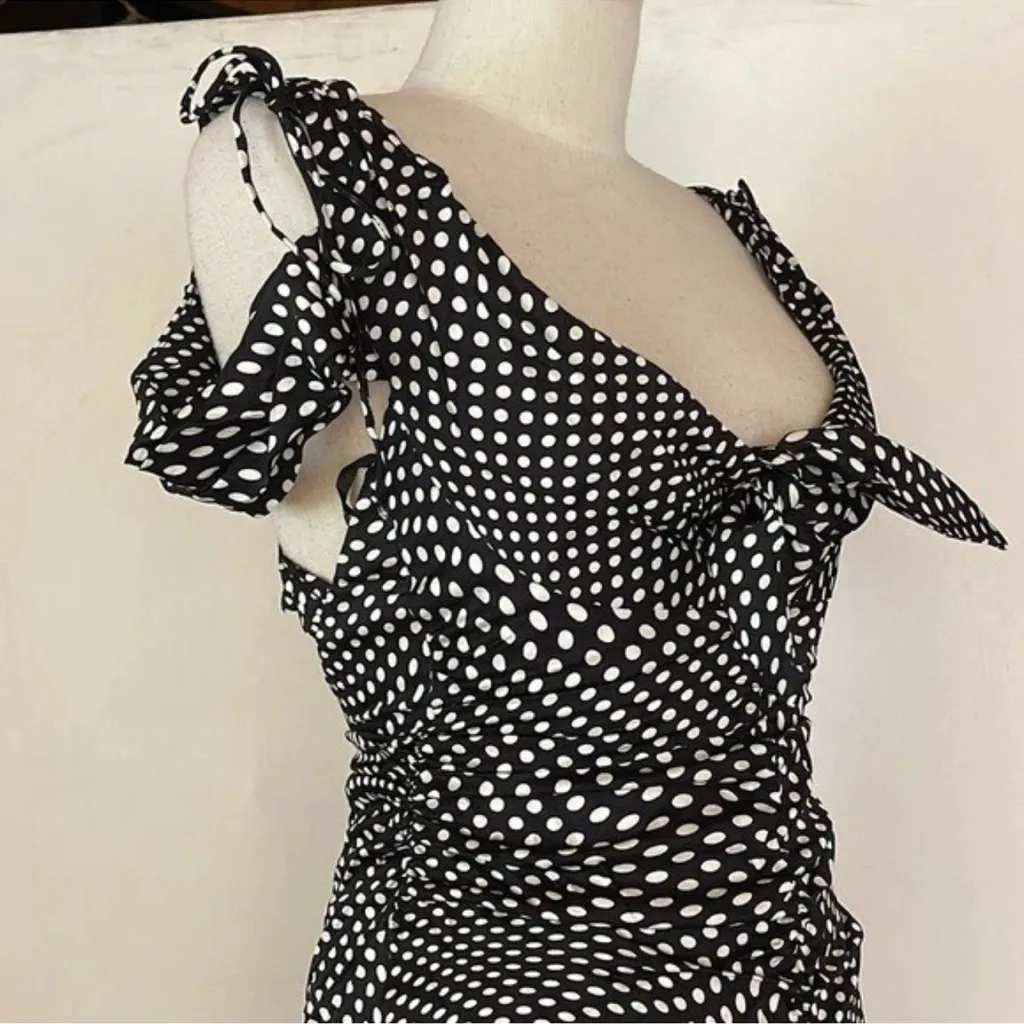 Elegant Black and White Polka Dot Dress For Love & Lemons BETH Farmhouse Couture - Image 4