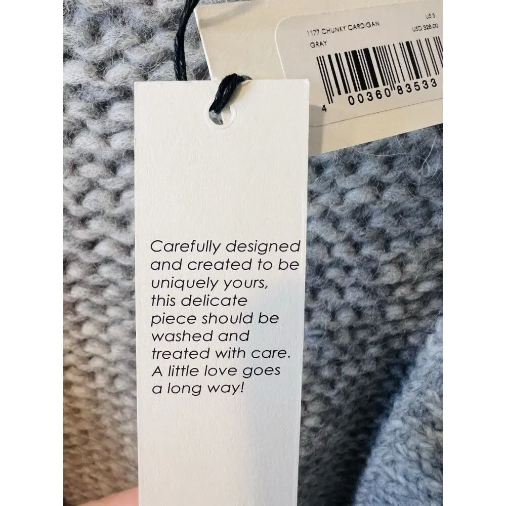 Unsubscribed Women’s Chunky Cardigan Small Gray Oversized Hand Knit Peru NWT - Image 9