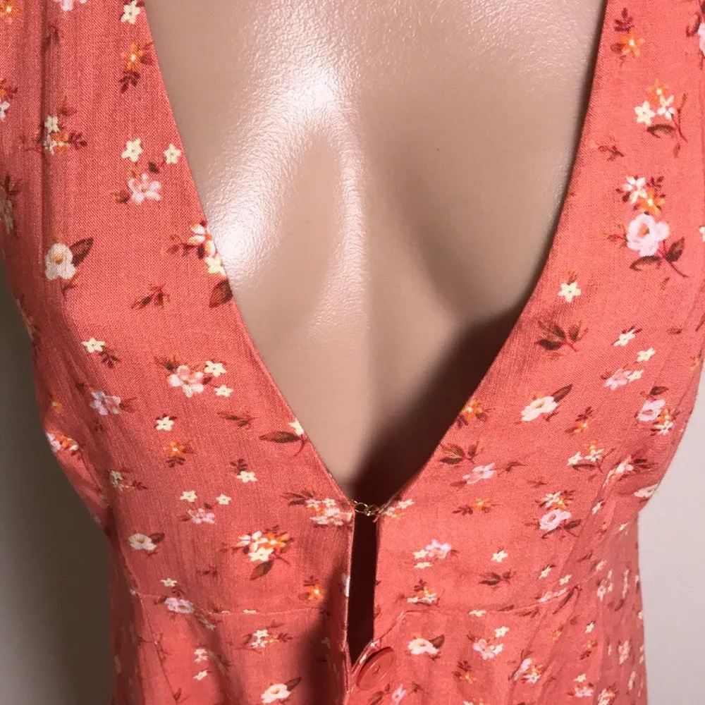 Ellsworth & Ivey Lucy Dress Coral Floral Linen Size M - Image 5