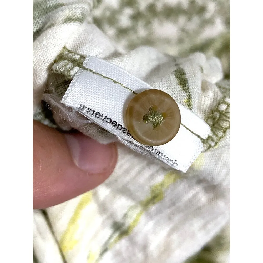 Anthropologie Pilcro Green Aztec Henley Button Shirt Batik Boho Womens XS - Image 6