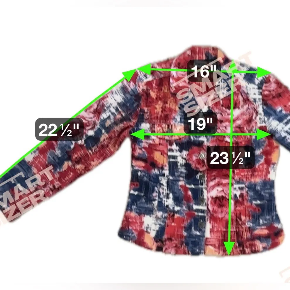 Chico’s Button Up Lightweight Utility Jacket Women’s Sz 0 Small Patriotic Vintag Blue - Image 3