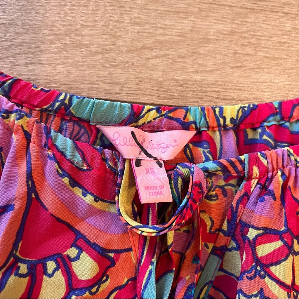 Lilly Pulitzer Trisha Top In the Groove Silk Long Sleeve Smocked Size XS - Image 3