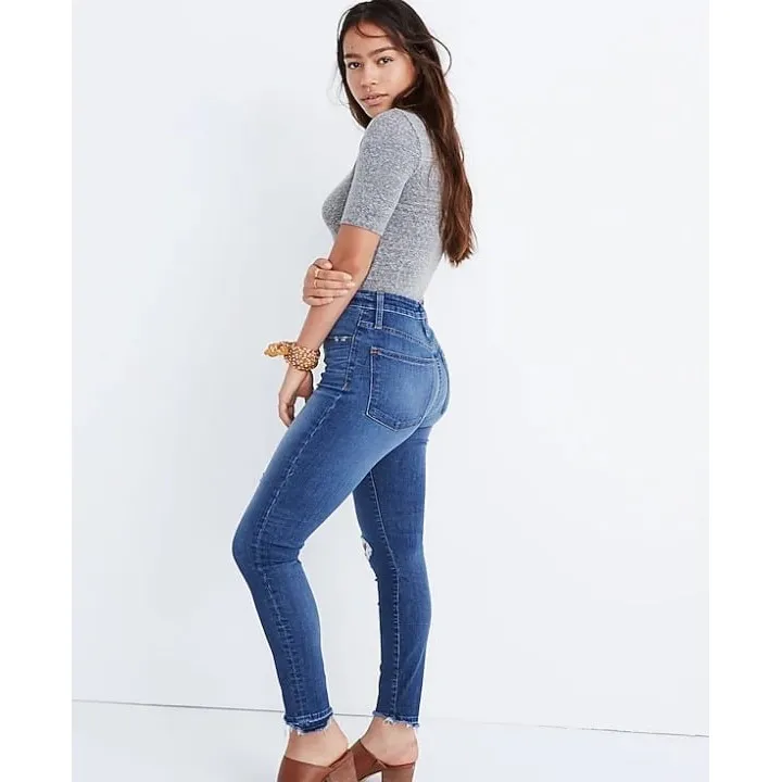 Madewell Womens Curvy High Rise Skinny Cropped Denim Jeans‎ Size 24 Boho Casual - Image 2