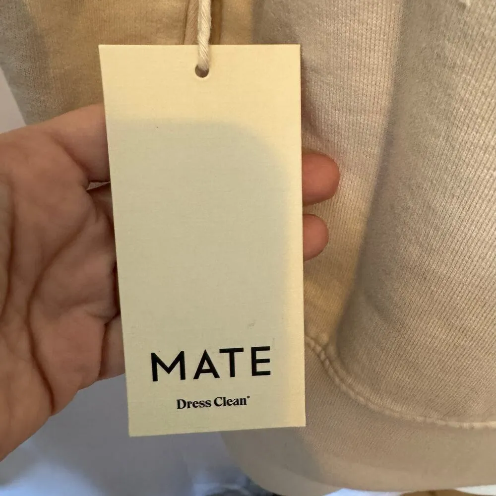 MATE Organic Fleece Crew Neck Sweatshirt L BON Beige Sustainable Cotton NWT Size L - Image 2