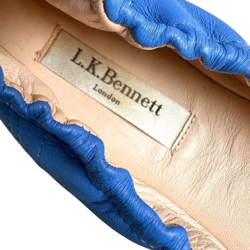 L K Bennett London Royal Blue Nappa Leather Sissy Ballet Flats 38 5 US 8 5 Size undefined - Image 10