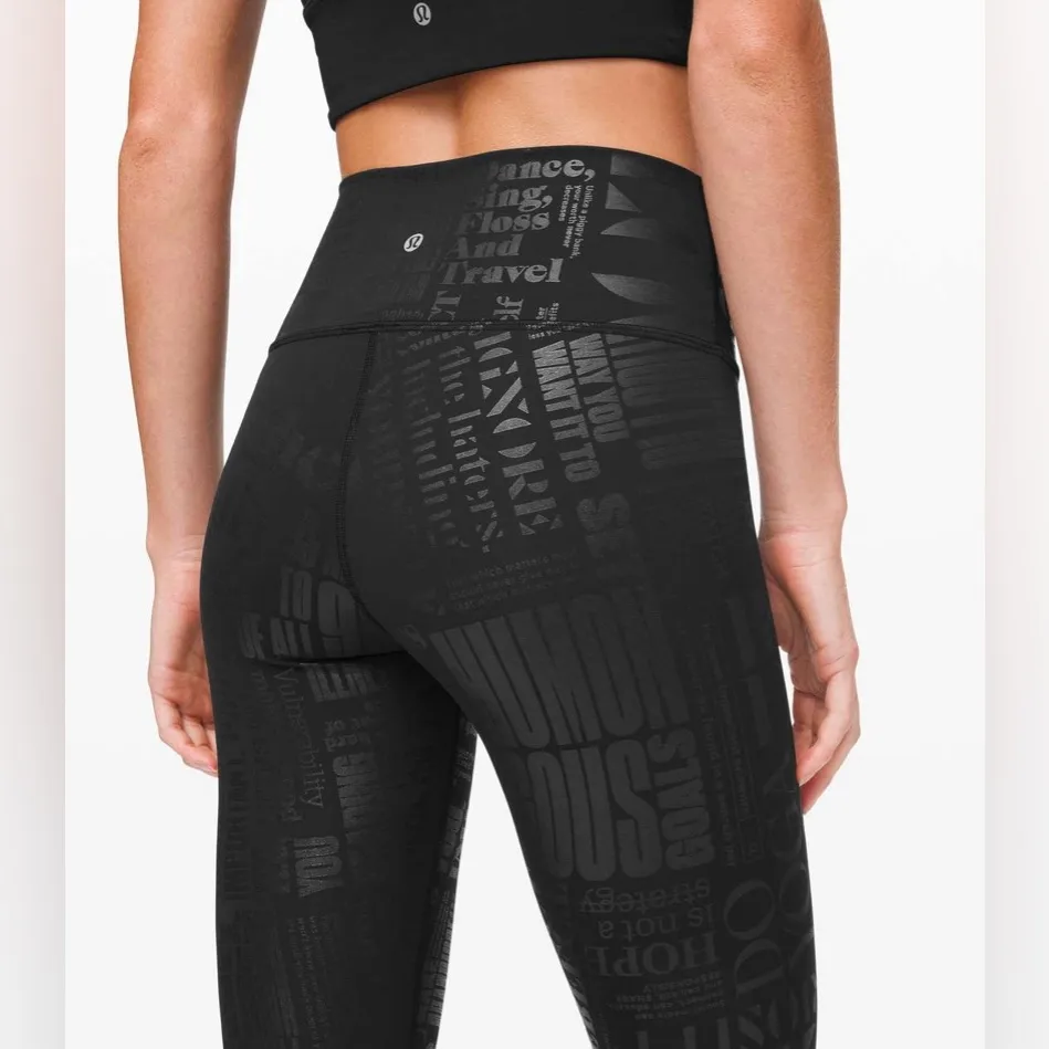 Rare Lululemon Wunder Under High-Rise Crop 23” 20YR Manifesto Foil Black Size 8 - Image 2