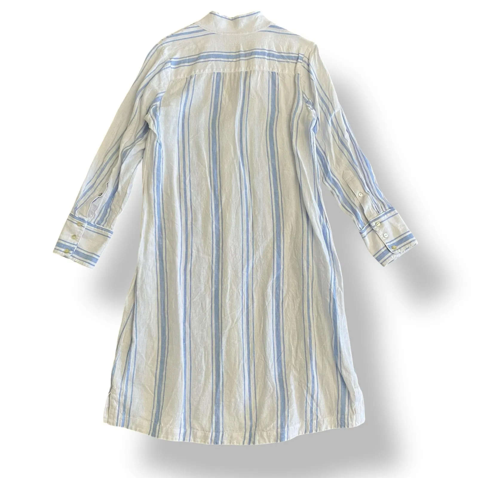 Soft Surroundings Striped Shirt Dress Womens Size M Blue White‎ Lagenlook - Image 6