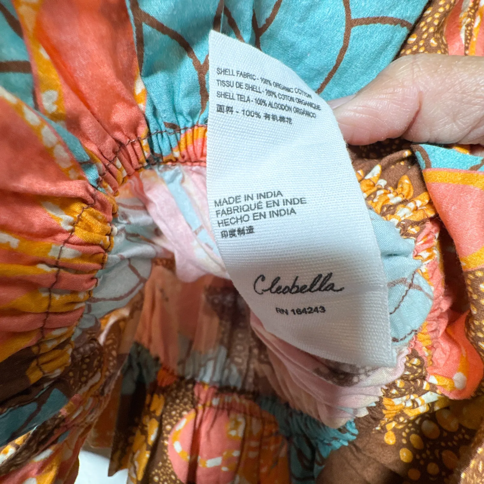 Cleobella Faye Cropped 3/4 Sleeve Boho Organic Cotton Blouse Small - Image 4