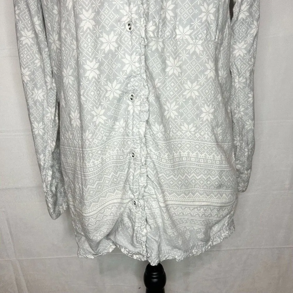 Soft Surroundings Gray Devine Flannel Pajama Lounge Set Sz XS Knit - Image 4