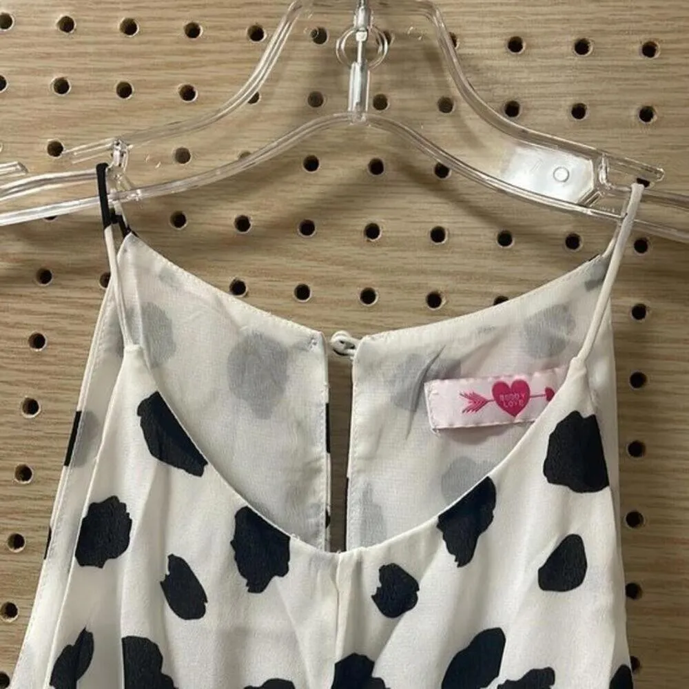Buddy love, white and black cow Dalmatian polka dot print Racerback tank top Size M - Image 2