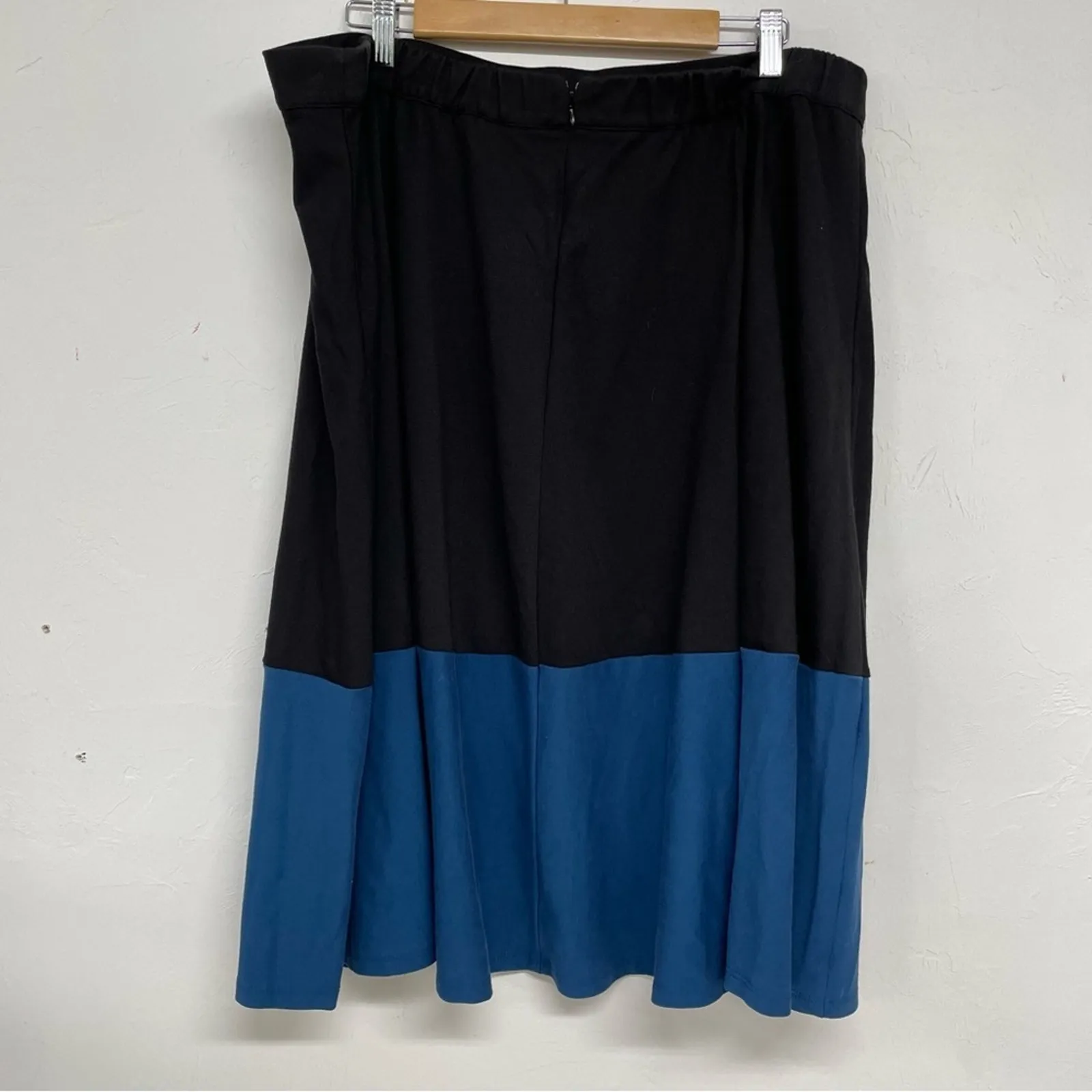 Eloquii Black & Blue Colorblock A Line Skirt Womens 22 Preppy Casual Modest - Image 5