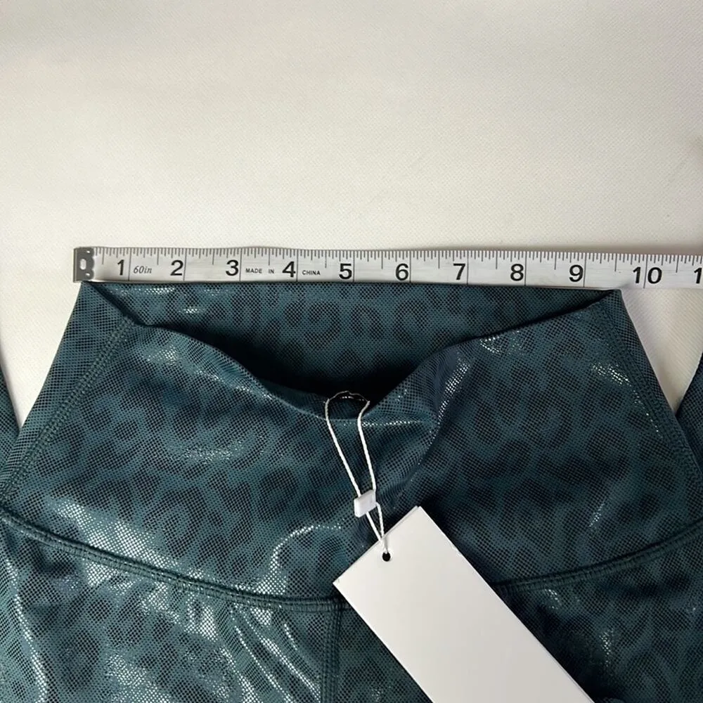 ALLFENIX Womens Athletic Sporty Liquid Leopard Forest Green 7/8 Legging Sz S - Image 11