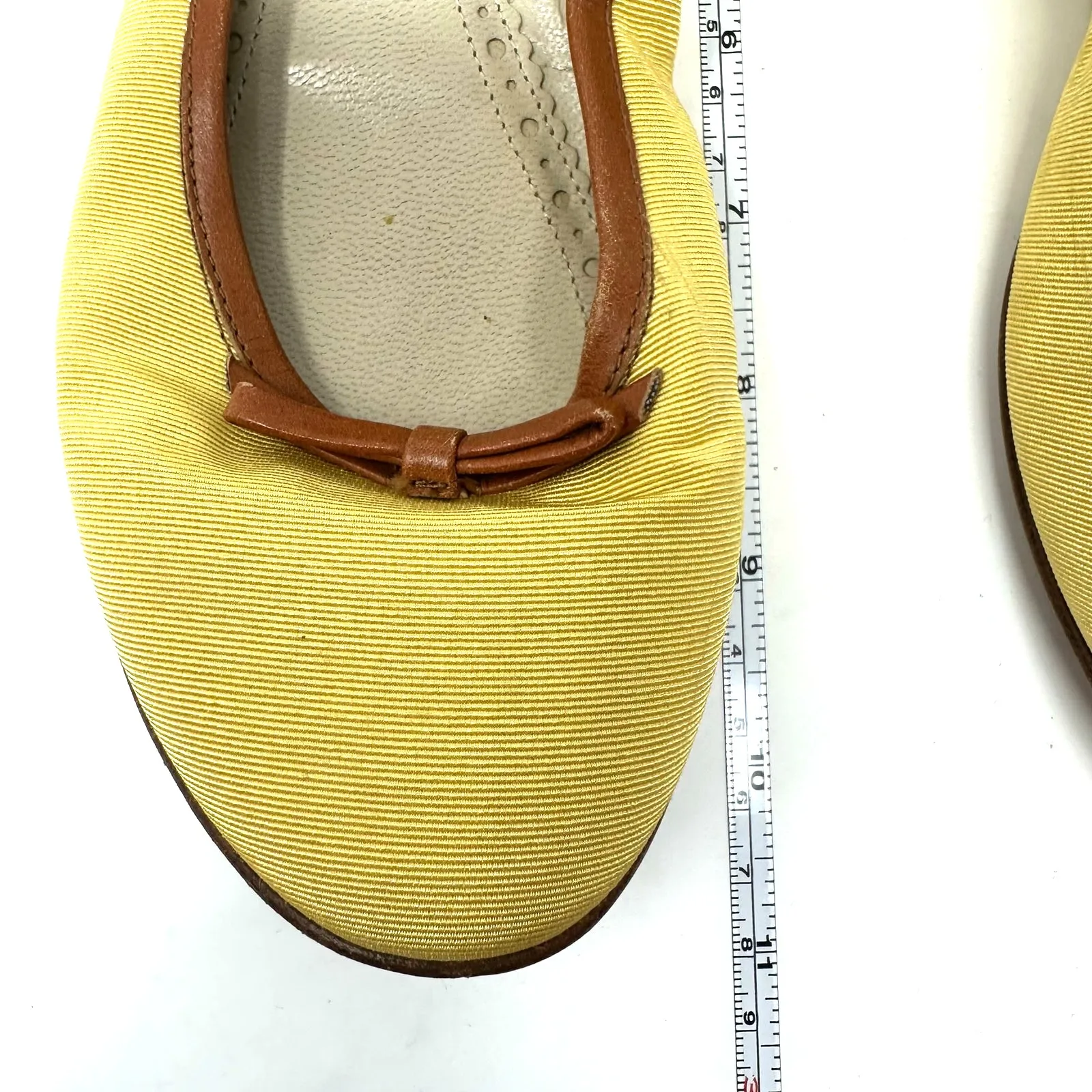 Brooks Brothers Women´s Size 12‎ Ballerina Flats Dress Shoes Yellow Brown Bow - Image 11