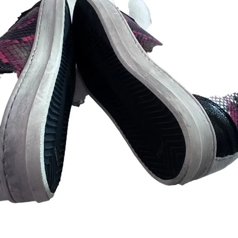 P448‎ Women's 36 High Top Skater Sneakers red black Snakeskin Python Print - Image 3