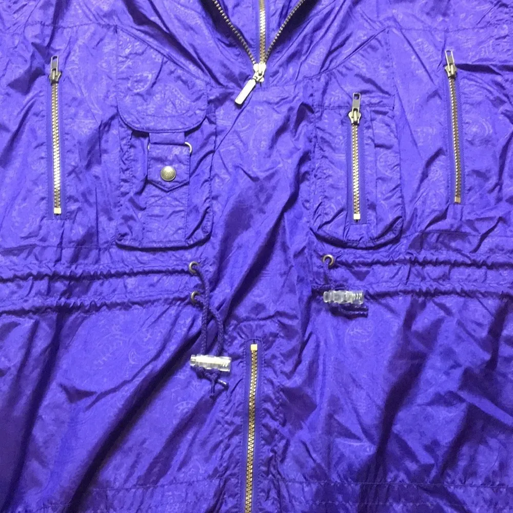 VINTAGE PURPLE PULLOVER APRES SKI SNOW WINTER WINDBREAKER JACKET Size M - Image 2