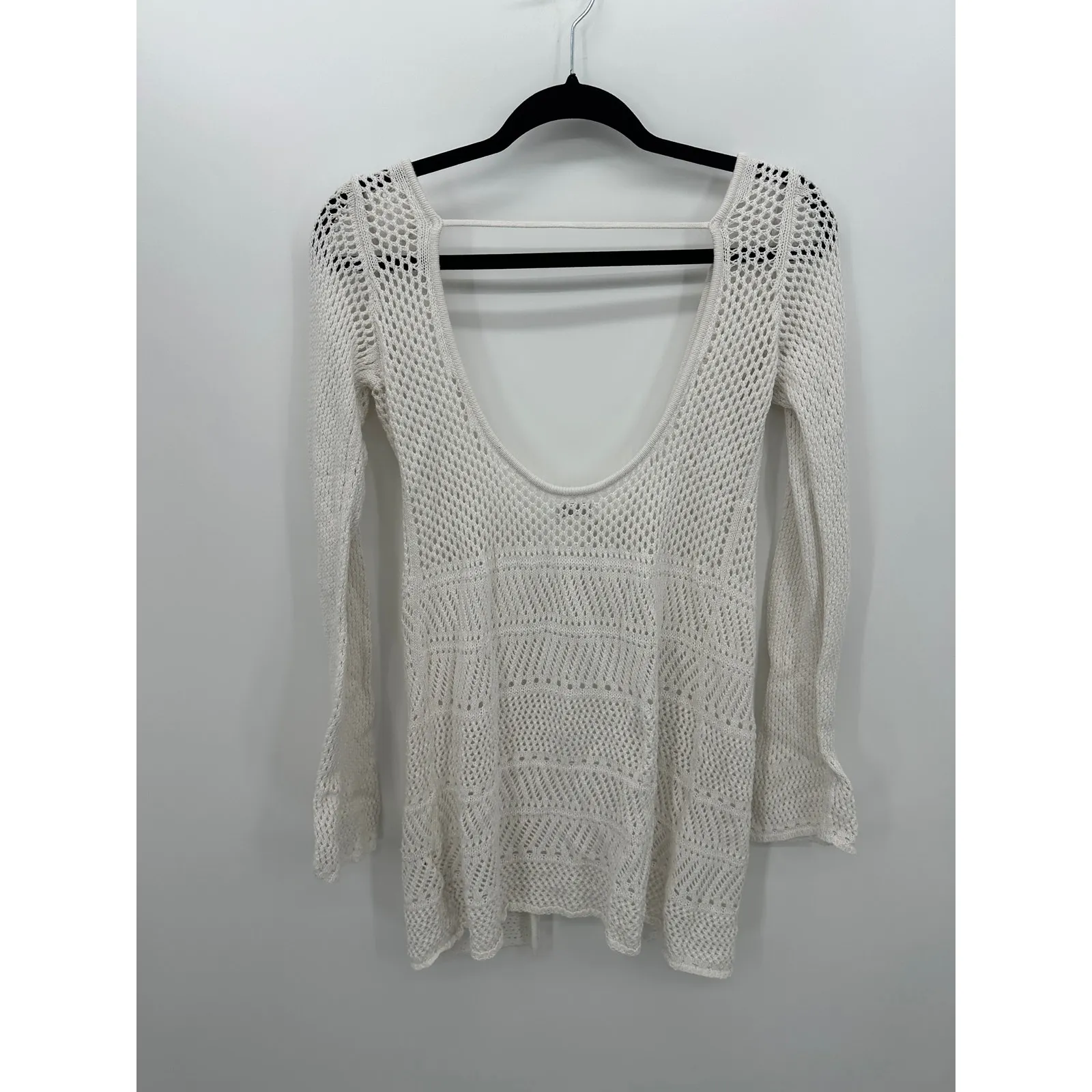 Hollister Womens White Crotchet Tie Front Cardigan Size S/M Festival Boho Hippie - Image 2