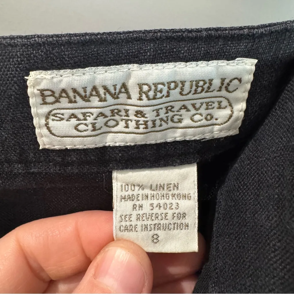 Vintage Banana Republic Safari & Travel Clothing Co Black Linen Tapered Pants - Image 5