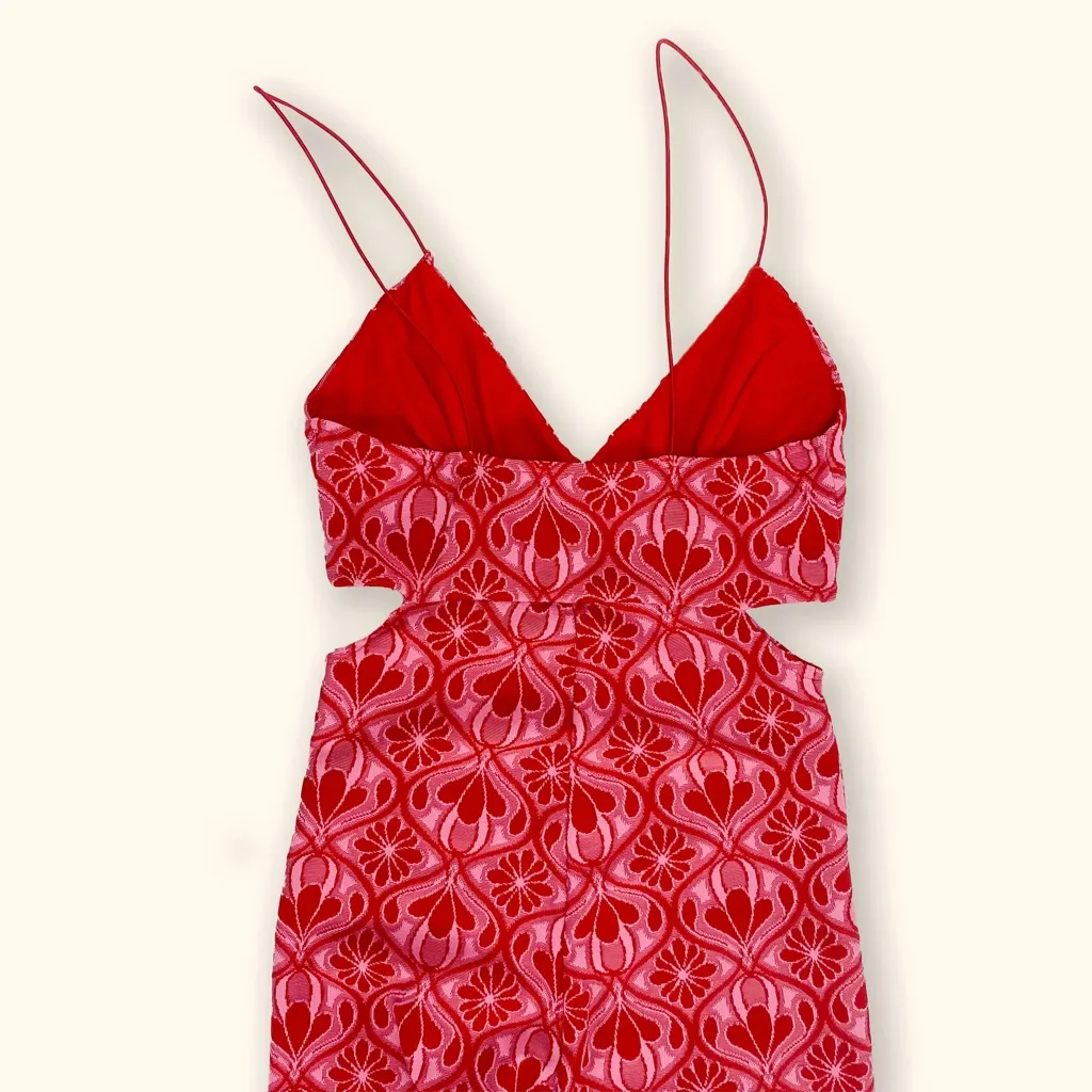 Zara Retro Jacquard Cut Out Flare Leg Bohemian Knitted Jumpsuit NWOT - Image 7