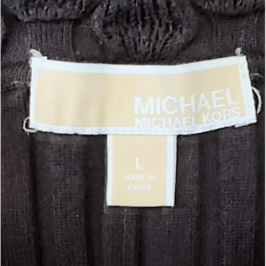 MICHAEL KORS Women Black Off Shoulder Ribbed Long-Sleeve Knit Chic Sweater - Image 4