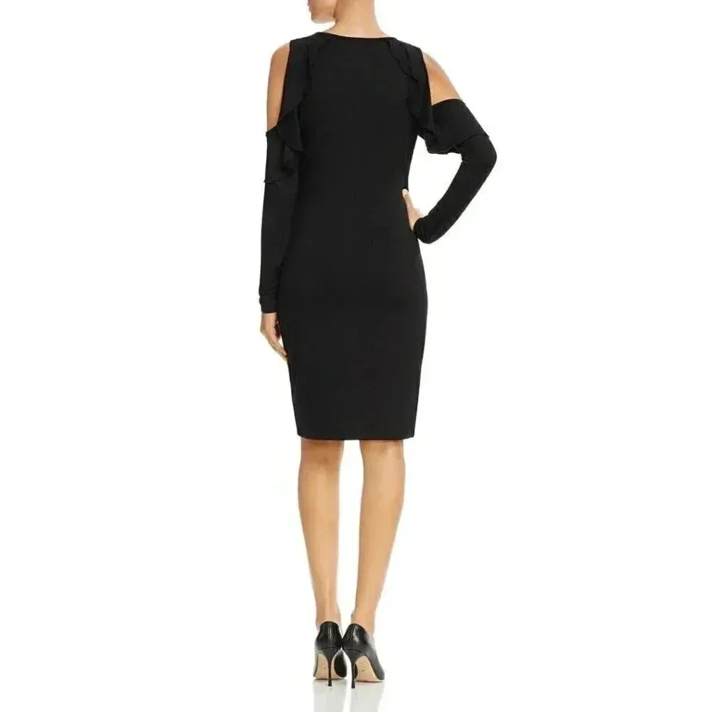 THREE DOTS Black Long Sleeve Cold Shoulder Sheath Dress SMALL - Image 8