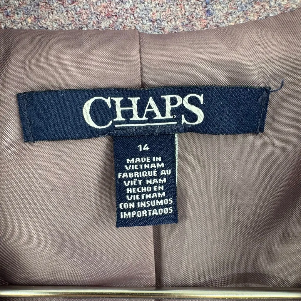 Chaps Lavender Wool Blend Blazer Patch Pockets Button Front Size 14 Preppy - Image 6
