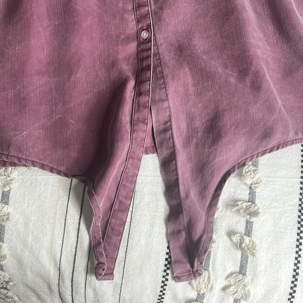 Old navy • mineral wash long sleeve button down tie front shirt - Image 8