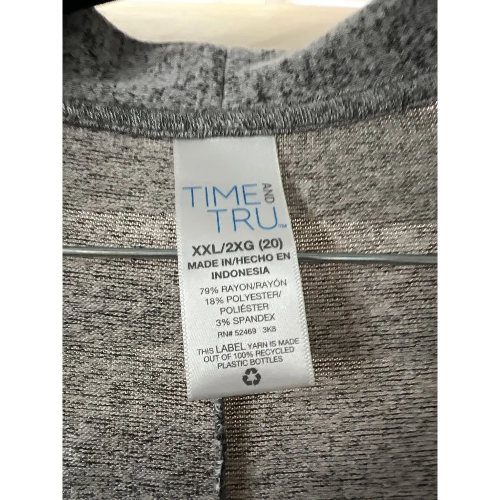 Time And Tru Womens Open Front Lightweight Gray Cardigan Sweater XXL/2X Soft Ble - Image 4
