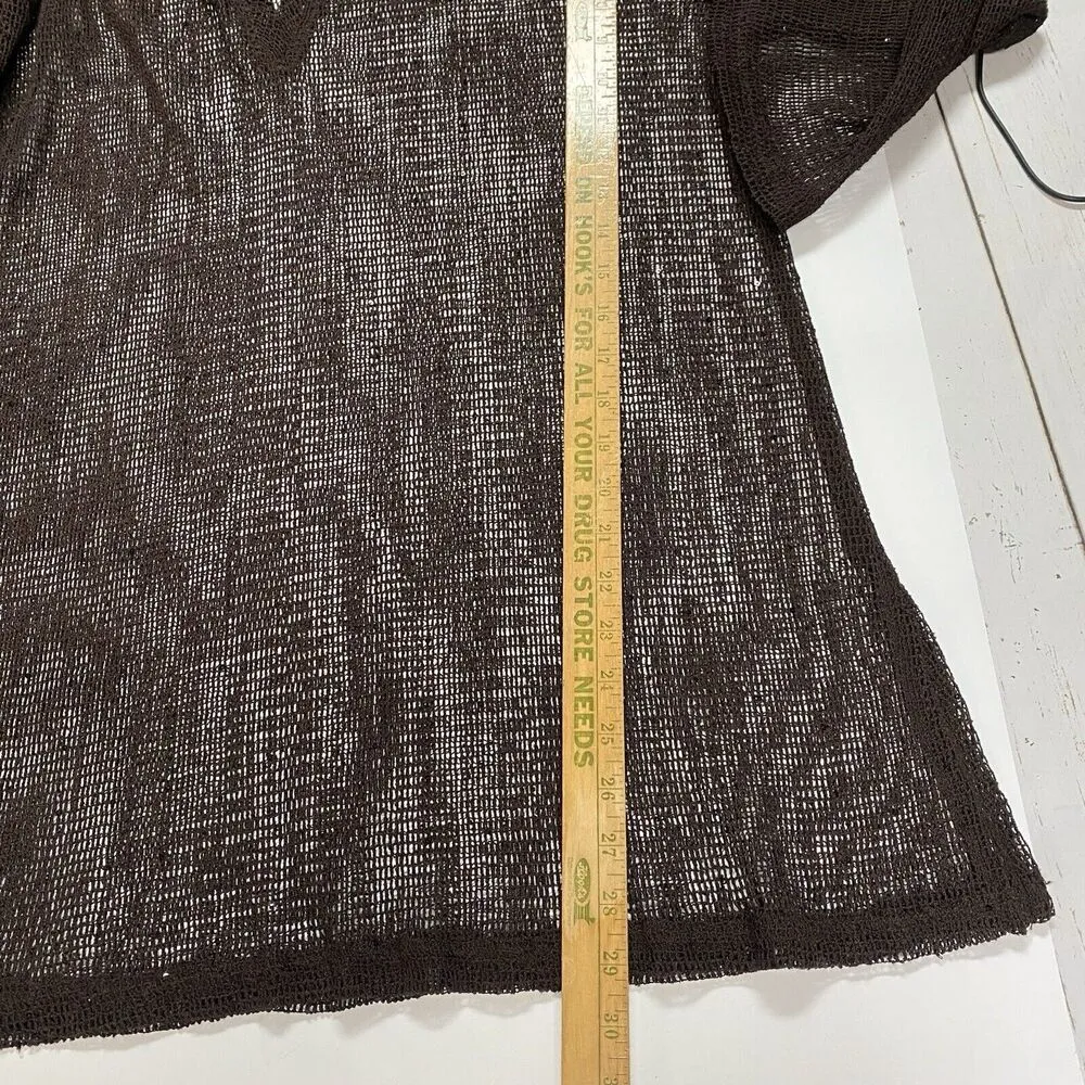 J. Valdi Brown Swim Coverup Women's Sz Large Open Knit See Through Cruise Beachy - Image 7