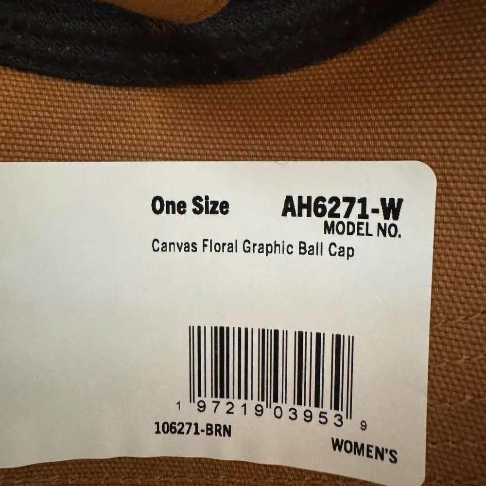 Carhartt Women's Tan adjustable baseball cap with gray embroidered floral logo - Image 7