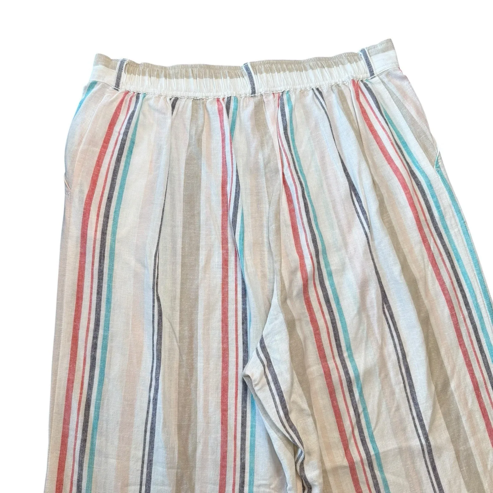 Cloth & Stone Stripe Linen Cropped Wide Leg‎ Pants Large - Image 5