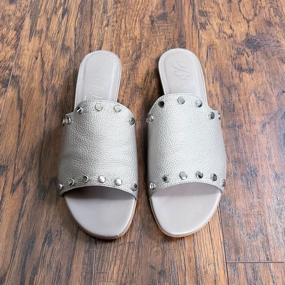 Brighton • Night Sandals leather studded slides Zinc Pearl made in Italy - Image 3