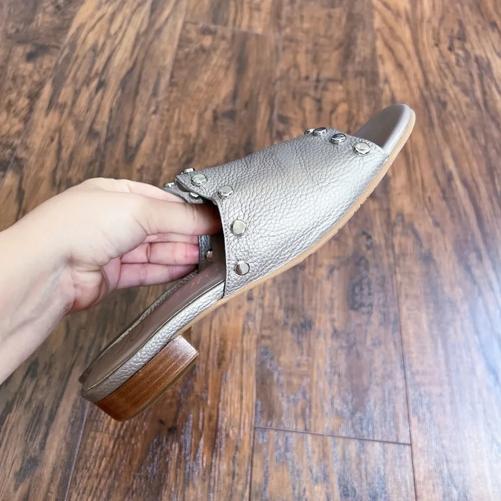 Brighton • Night Sandals leather studded slides Zinc Pearl made in Italy - Image 6