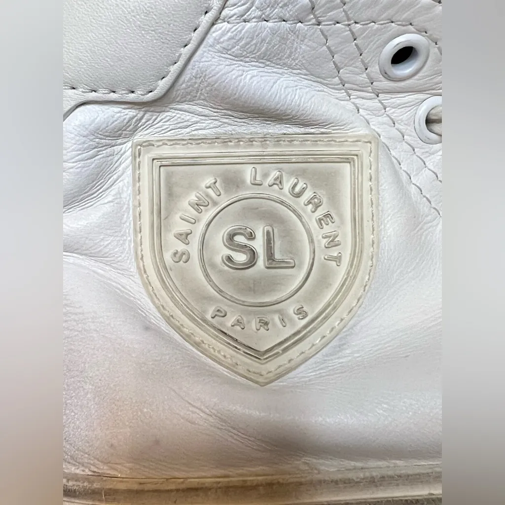 Saint Laurent Distressed Calfskin High Tops Size 35.5 - Image 6
