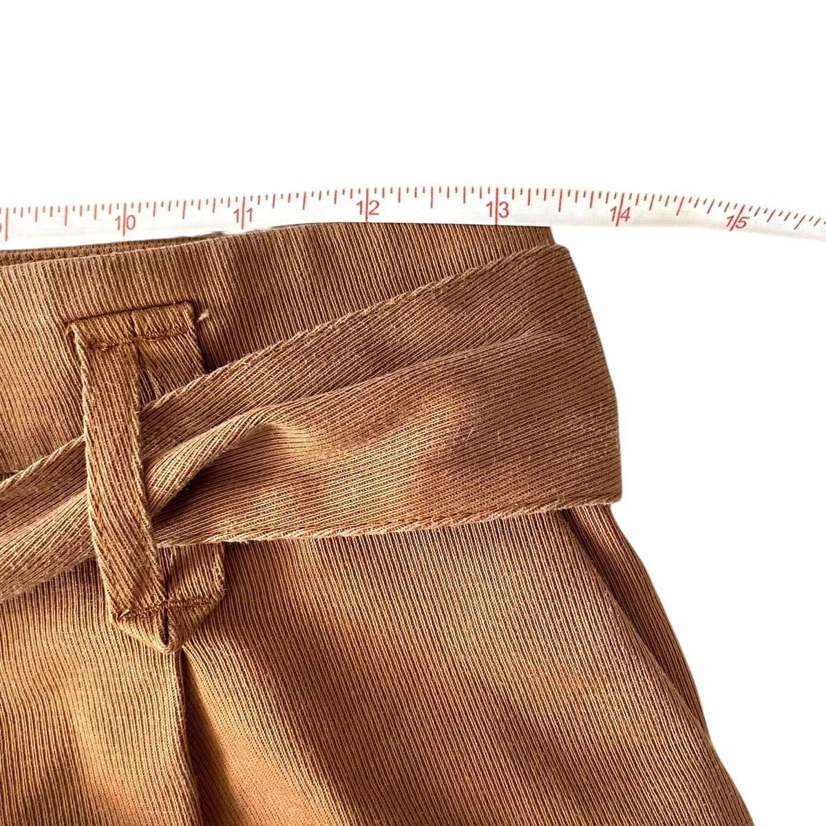 Sezane Belted Shorts High-Waisted Camel Brown Tan Women's EU Size 36 - Image 4