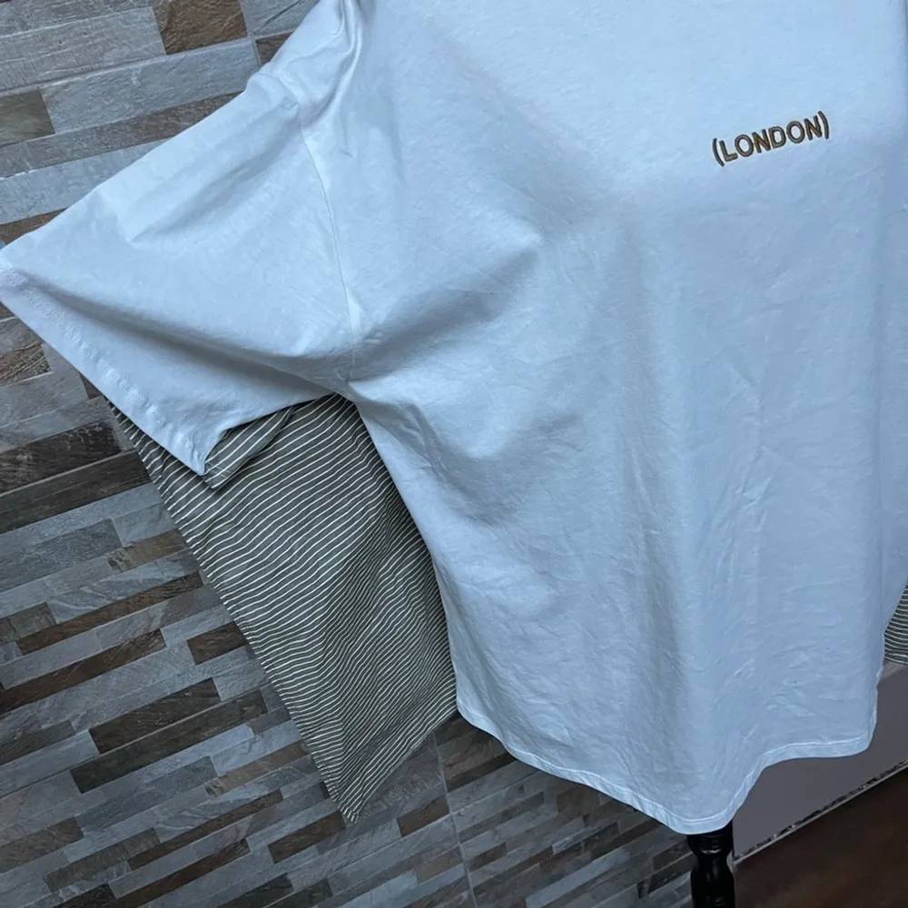 zara women white cotton tunic t-shirt London Sz L - Image 4