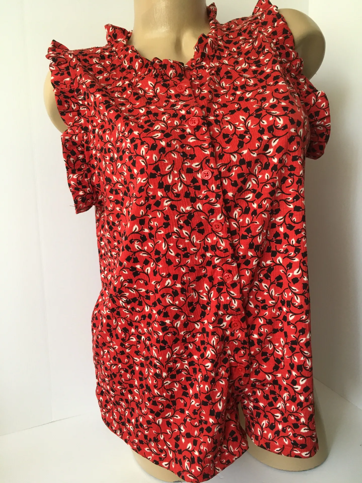 Red Floral Blouse, Medium - Image 4