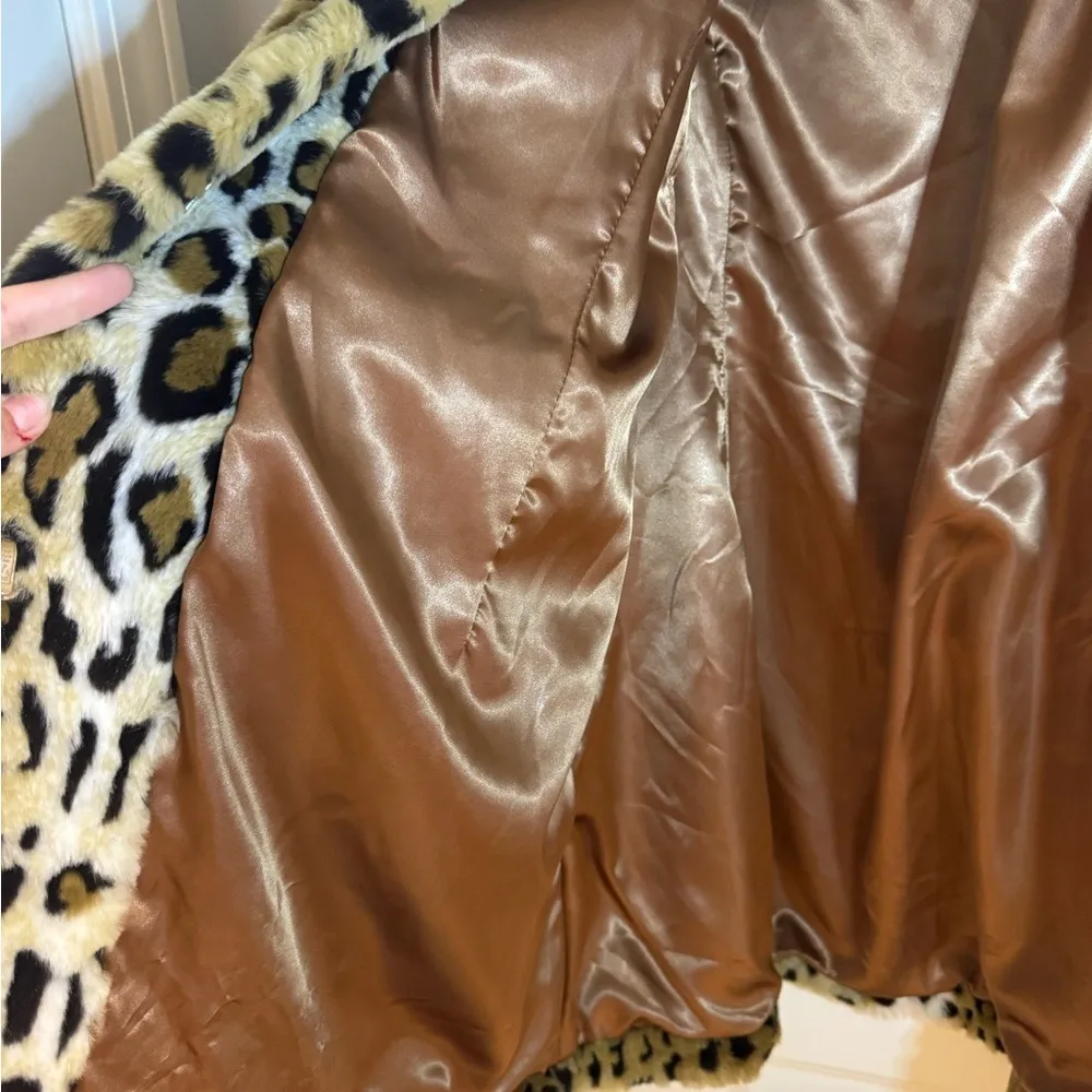 Dennis Basso Faux Fur Coat Leopard‎ Animal Print Size 1X Womens - Image 3